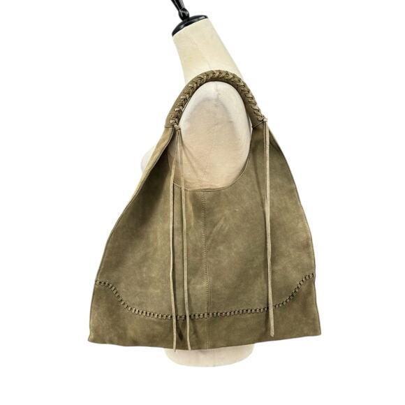 HOBO Green Suede Leather Nomad Hobo Large Square Slouchy Shoulder Bag - Picture 1 of 11